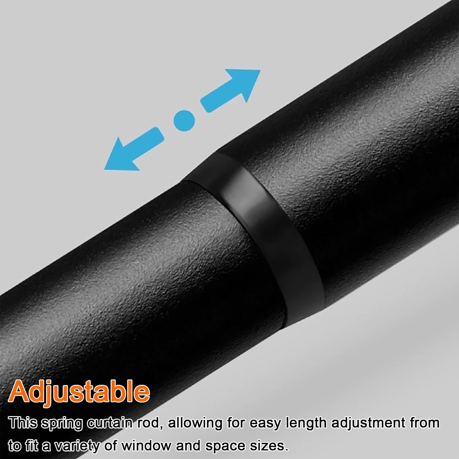 ZIMGOD Closet Rod Oval Spring Tension Rod with 3 Brackets, Closet Pole Wardrobe Rail for Clothing Storage, Clothes Hanger Telescopic Rod for Balcony/Laundry Room(Black,1.6-2.1m (63"-82 5/8"))