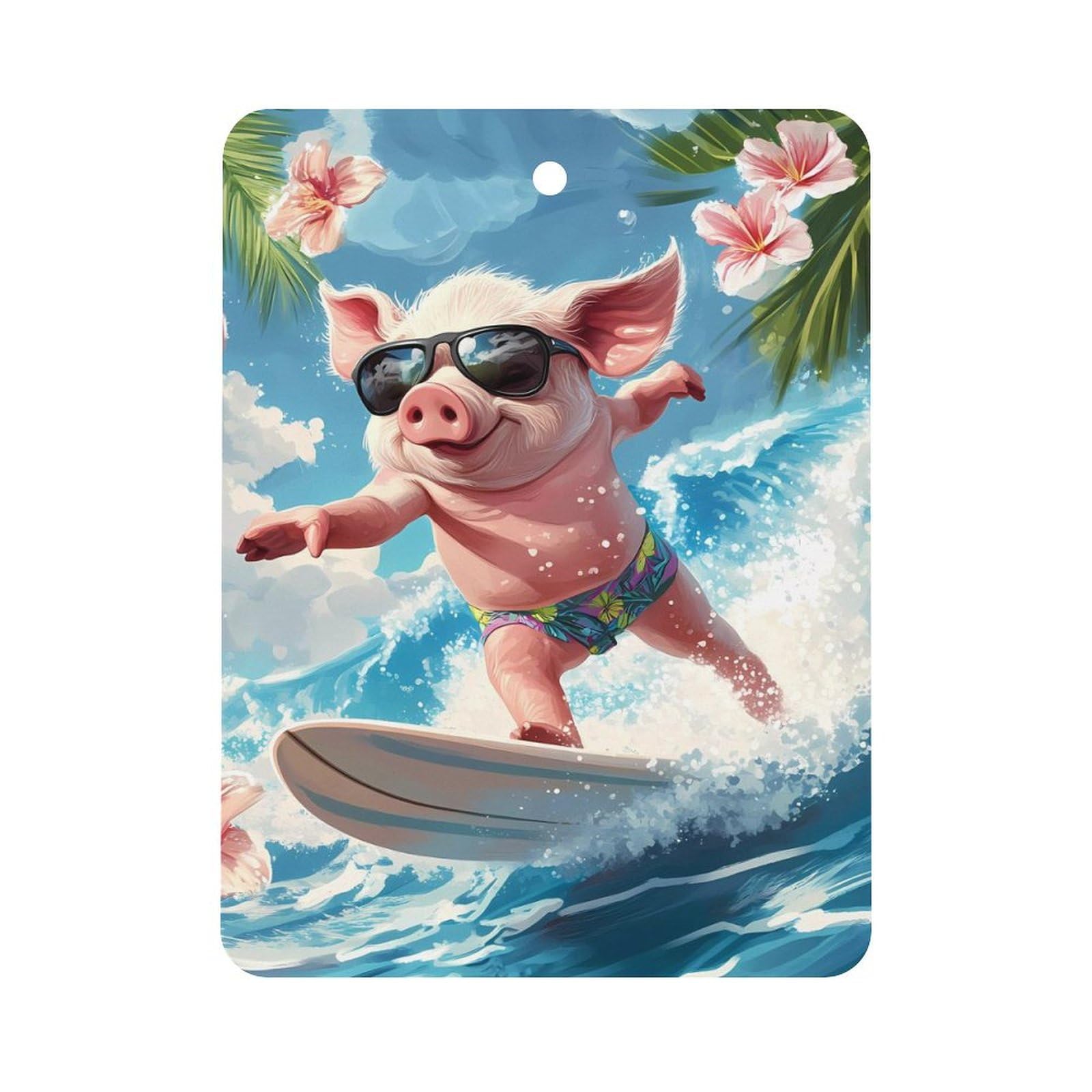 Pigs Surfing Car Air Freshener Hanging Aromatherapy Tablets for Car Accessories Square