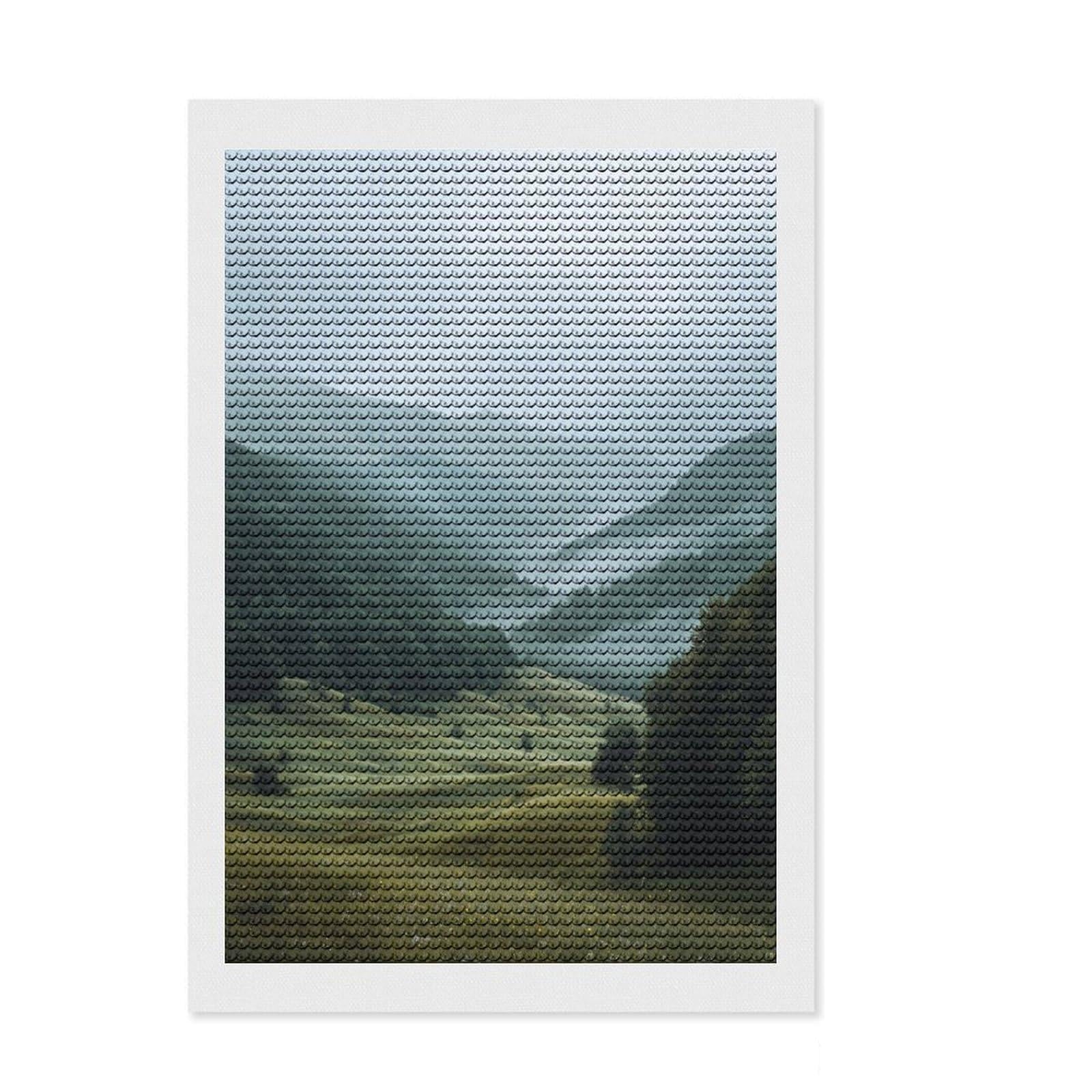 Junmoney Misty Mountain Valley Diamond Painting Canvas Set 8"x12", Living Room Decor, for Adults, Stress Relief Craft, Festive Craft Gift