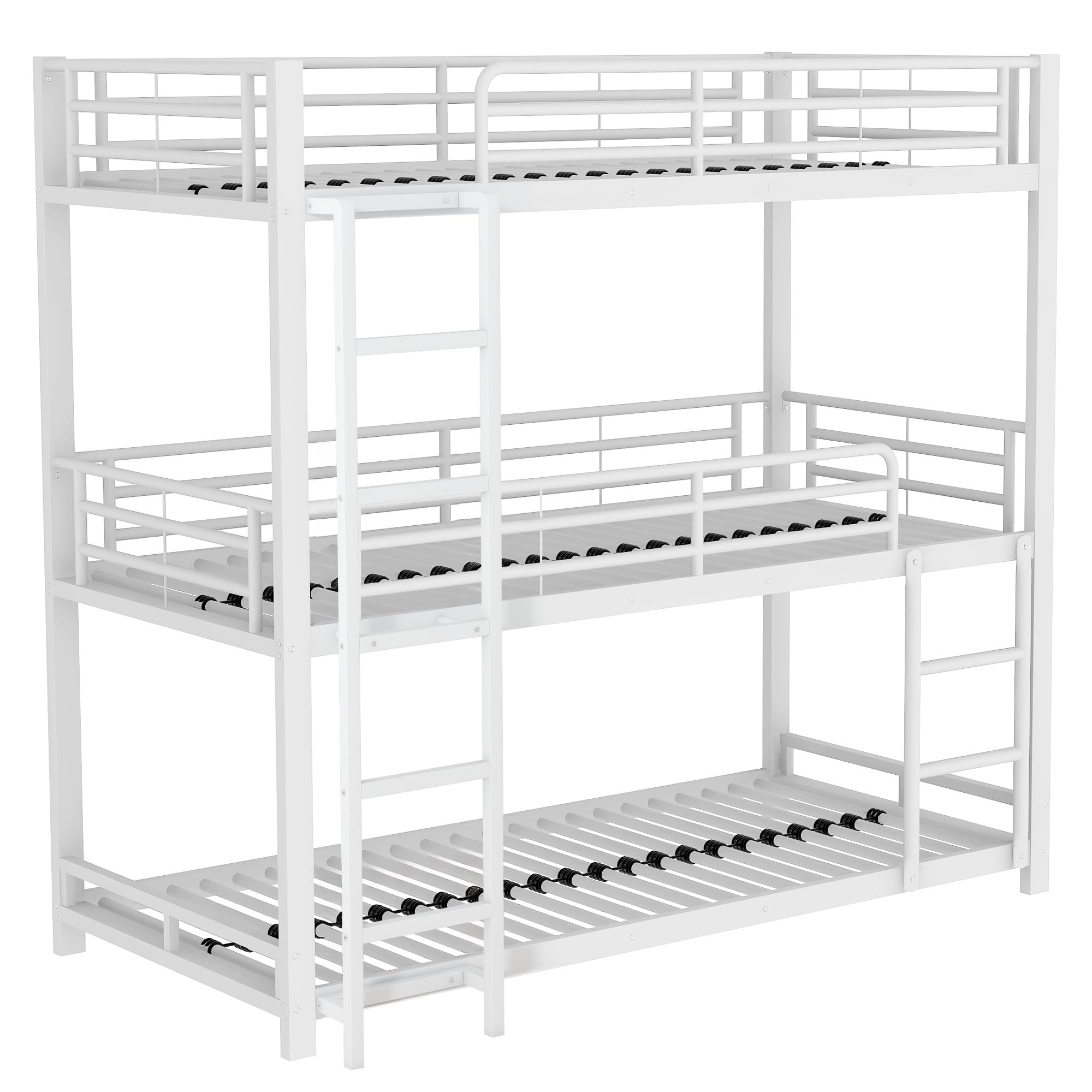 90 x 200 cm, struttura letto in metallo, letto a castello, letto a castello, letto a tre piani per bambini, ragazzi e adulti, nero (bianco)