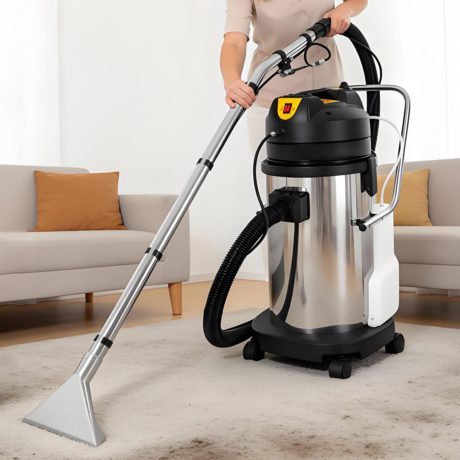 Aspirapolvere Professionale per Tappeti, Lava Tappeti Multifunzione per Pulizia di Pavimenti, Bidone Aspiratutto Professionale per Impieghi Gravosi per Pulizia di Tende, Divani 30L