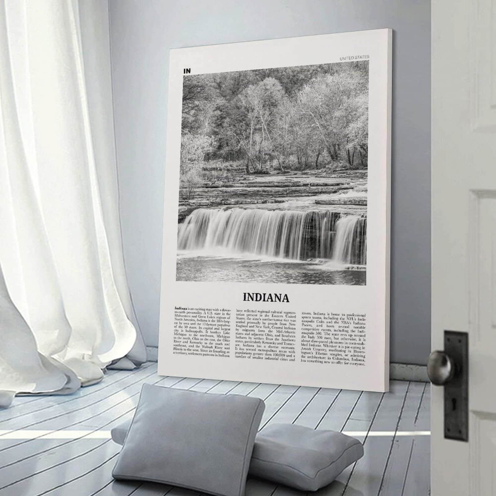 Amazon.com: Indiana Print Black And White Nature, Indiana Wall Art, Indiana  Poster, Indiana Photo, Indiana Wall Art Wall Decoration Poster Family Bar  Restaurant Garage Cafe Art Sign Gift 16x24inch(40x60cm): Posters & Prints