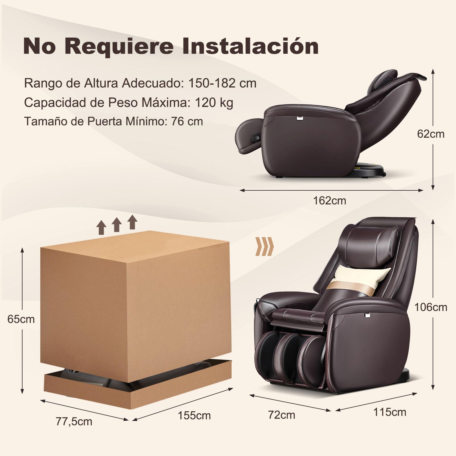 COSTWAY Sillón de Masaje con Gravedad Cero, Pista SL Ergonómica y Calefacción de Espalda, Airbag en Pantorrillas y Reposapiés Reversible, Mando a Distancia, Ideal para Hogar y Oficina (Marrón)