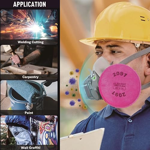 Miniatura 7 de 20 filtros respiradores 2091 P100 compatibles con 2091, instalados en P100, retenedor de filtro de repuesto para 6000 6200 6800 7000 FF-4 para