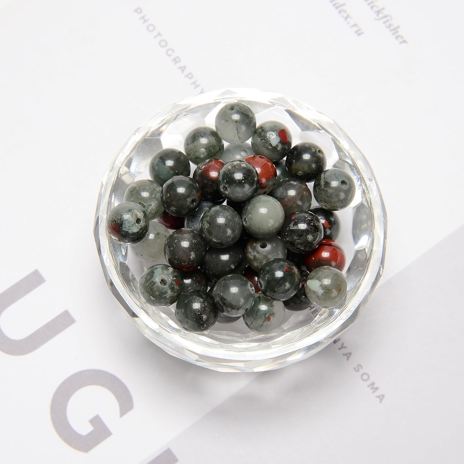 74Pcs(2 Strand/Set) 10mm African Bloodstone Smooth Round Beads Natural Stone Beads AAA Grade Premium Round Gemstone Genuine Real Stone Loose for DIY Bracelet Jewelry String Making