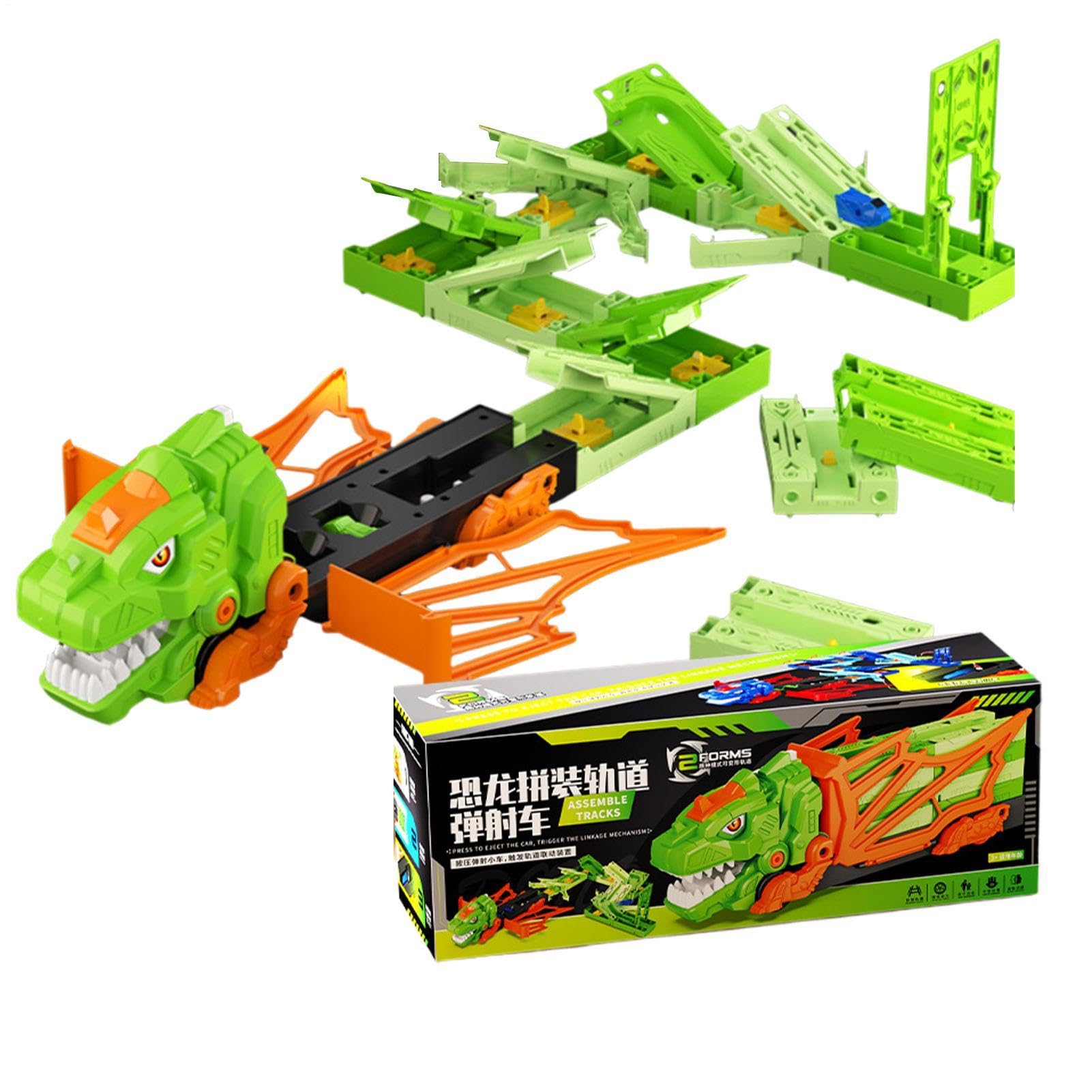 Generico Pista Auto Dinosauri Da Corsa Interattivo Flessibile DIY Educativo | Pista Da Corsa Dinosauri Giocattolo Per Bambini E Bambine Interno Esterno Prescuola Asilo Viaggio Compleanno