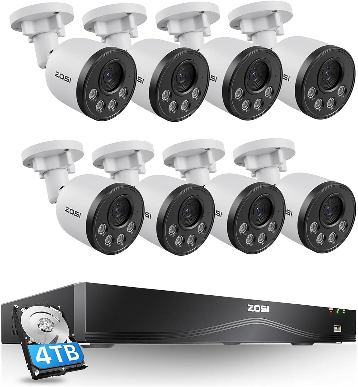 ZOSI 4K Kit Caméra de Surveillance PoE Extérieure NVR 16CH 4TB