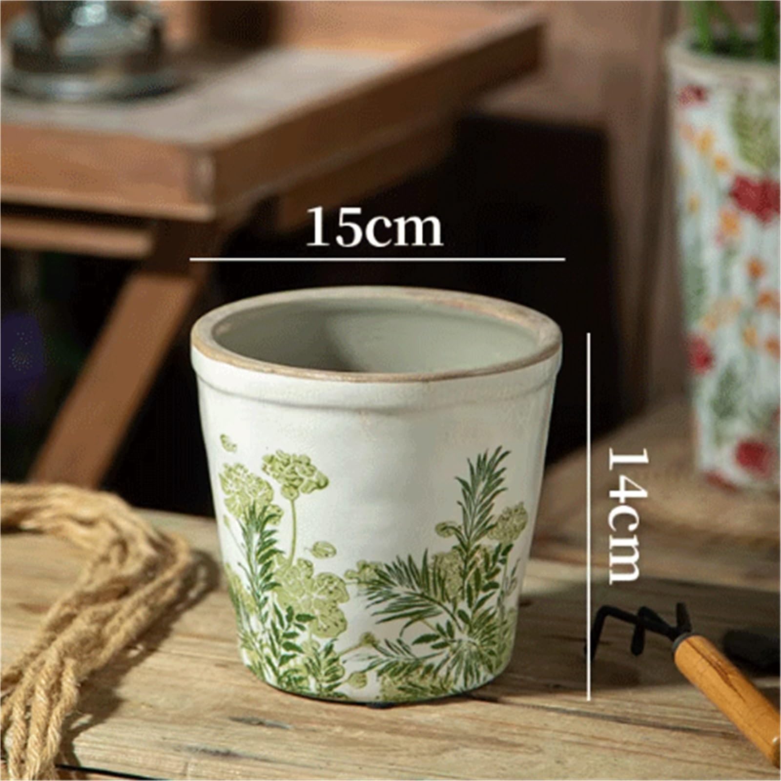 Pot de Fleurs Salon de Style Jardin Vintage : jardinières en céramique vieillies, conçues spécifiquement for Le Jardinage Plantes de la Maison, succulentes, Fleurs(Blue,Moyen)