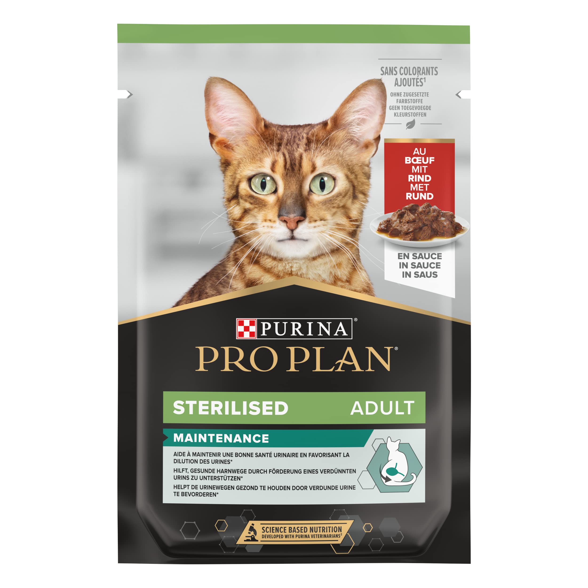 PURINA PRO PLAN STERILISED NUTRISAVOUR Katzenfutter nass für kastrierte Katzen, mit Rind, 24er Pack (24 x 85g)