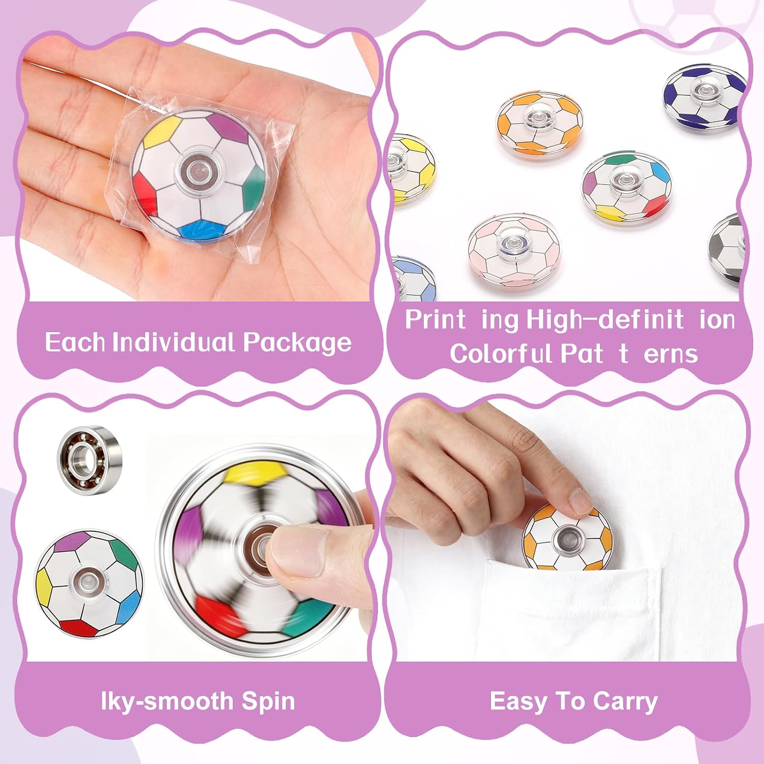 24 Pack Football Finger Spinner Toy, Stress Relieving Fidget Spinner for Kids Adults, Cool Sports Party Favors, Classroom Prizes, Goodie Bag Stuffers