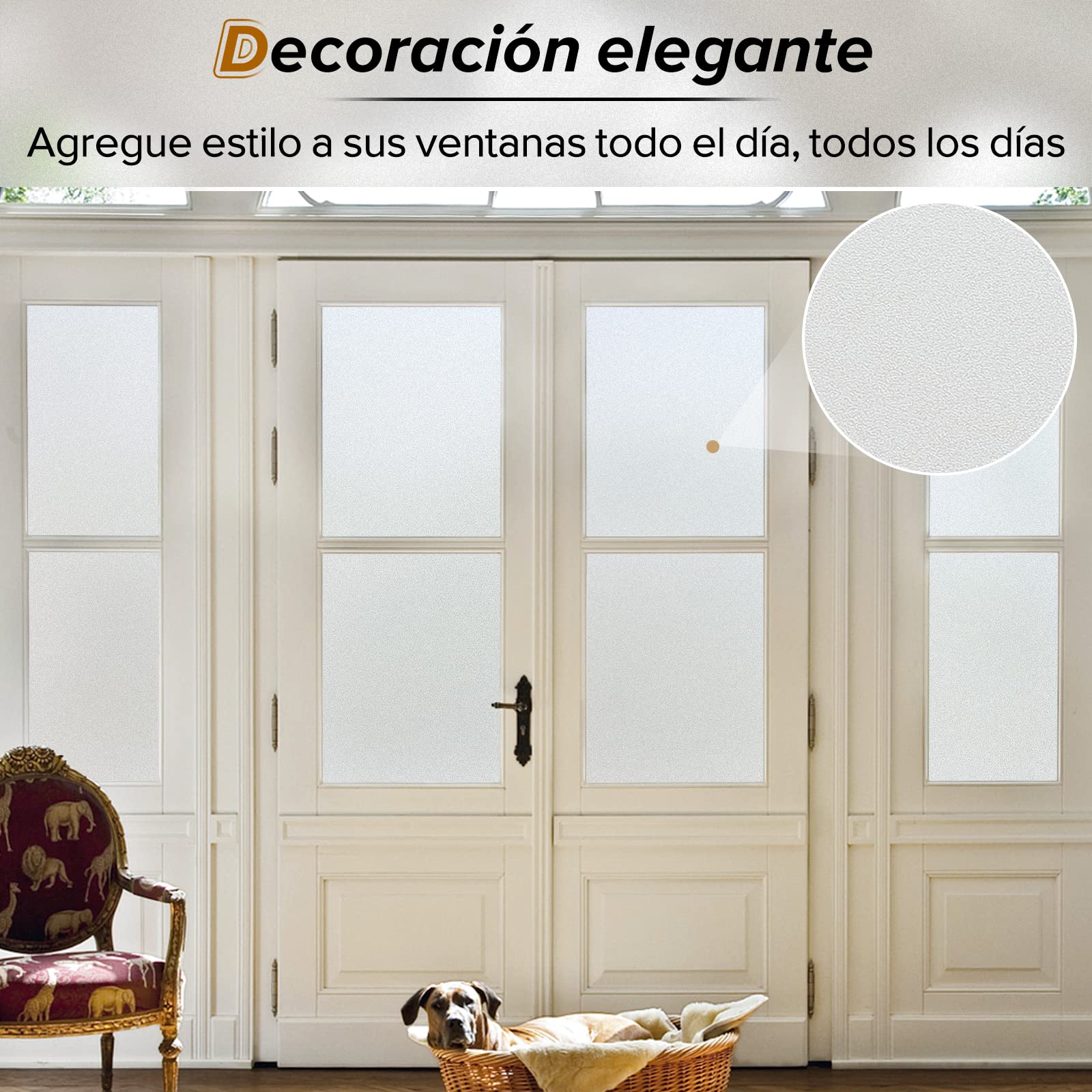 rabbitgoo Vinilos para Ventanas Privacidad, Vinilos para Cristales Opaco, 44.5x200cm, Lamina Vinilo Ventana Estático Anti UV, Vinilo Autoadhesivo Decorativo para Puertas Cristal Bano Cocina, Mate