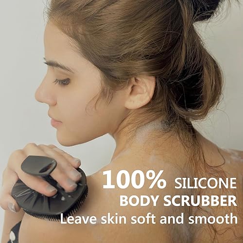 Miniatura 8 de HieerBus Cepillo de ducha plano de silicona, exfoliante suave y masaje, enjabona bien y más higiénico que la esponja de lufa tradicional, 1 paquete