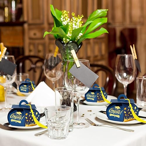 Miniatura 7 de Spakon 30 cajas de regalo con tapa de graduación, regalos de fiesta de graduación, cajas de dulces con borlas, centros de mesa de decoración