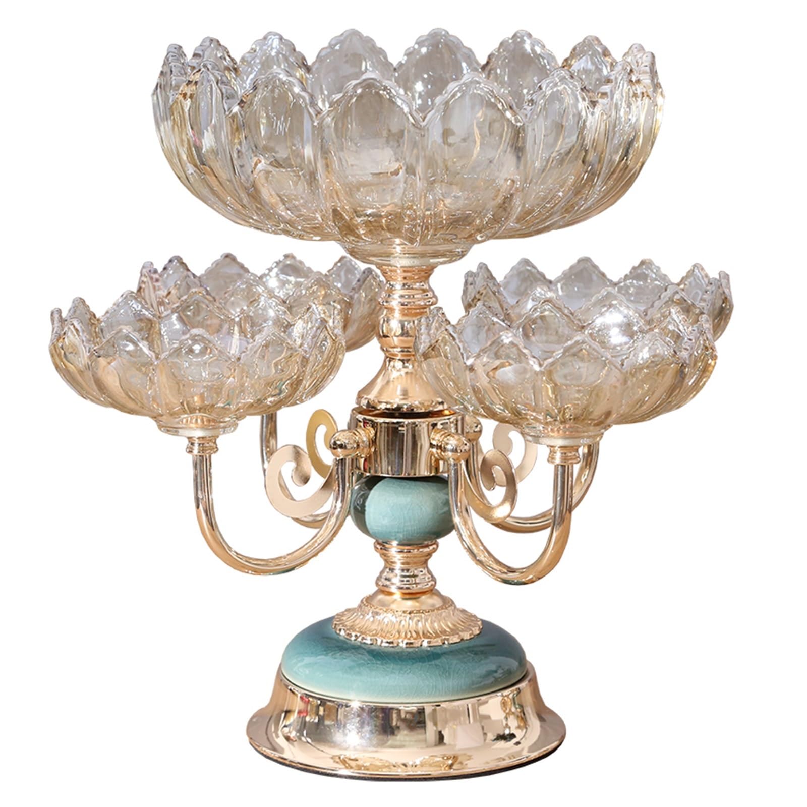 HPTHLY Fruit Plate Rotatable Crystal Glass Fruit Plate, Creative Table Centerpiece Fruit Stand, Decorative Countertop Fruit Plate For Bread Snacks Candy Fruit Bowl (S)