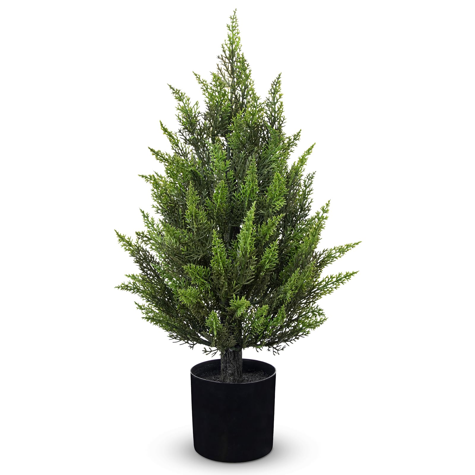 Hollyone Artificial Cypress Trees in Black Pots, 2FT Fake Topiary Trees for Living Room, Decorative Faux Topiaries for Indoor&Outdoor Home Decor Garden Balcony Patio Entryway (60CM) — image 1