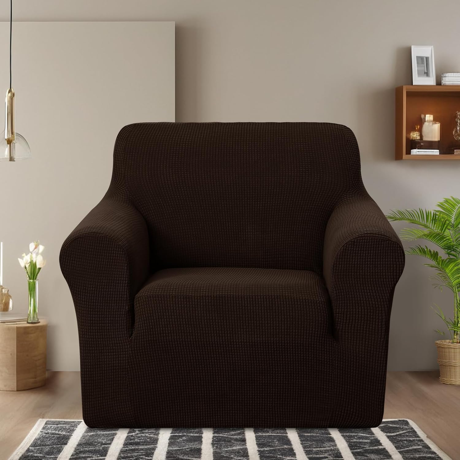 U-NICE HOME Recliner Chair Covers Stretch Couch Cover Sofa Cover Sofa Slipcover Furniture Protector for Chair Cover Pet Friendly(Armchair, Chocolate) 1