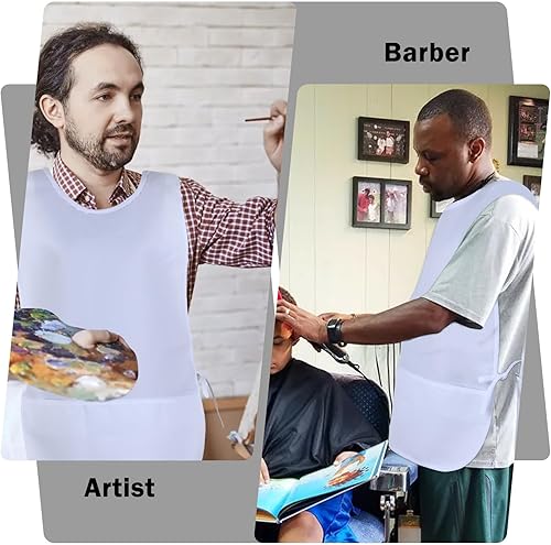 Miniatura 7 de Delantal de zapatero unisex con 2 bolsillos, delantal ajustable resistente al agua y al aceite, delantal artístico para el trabajo, la cocina y la