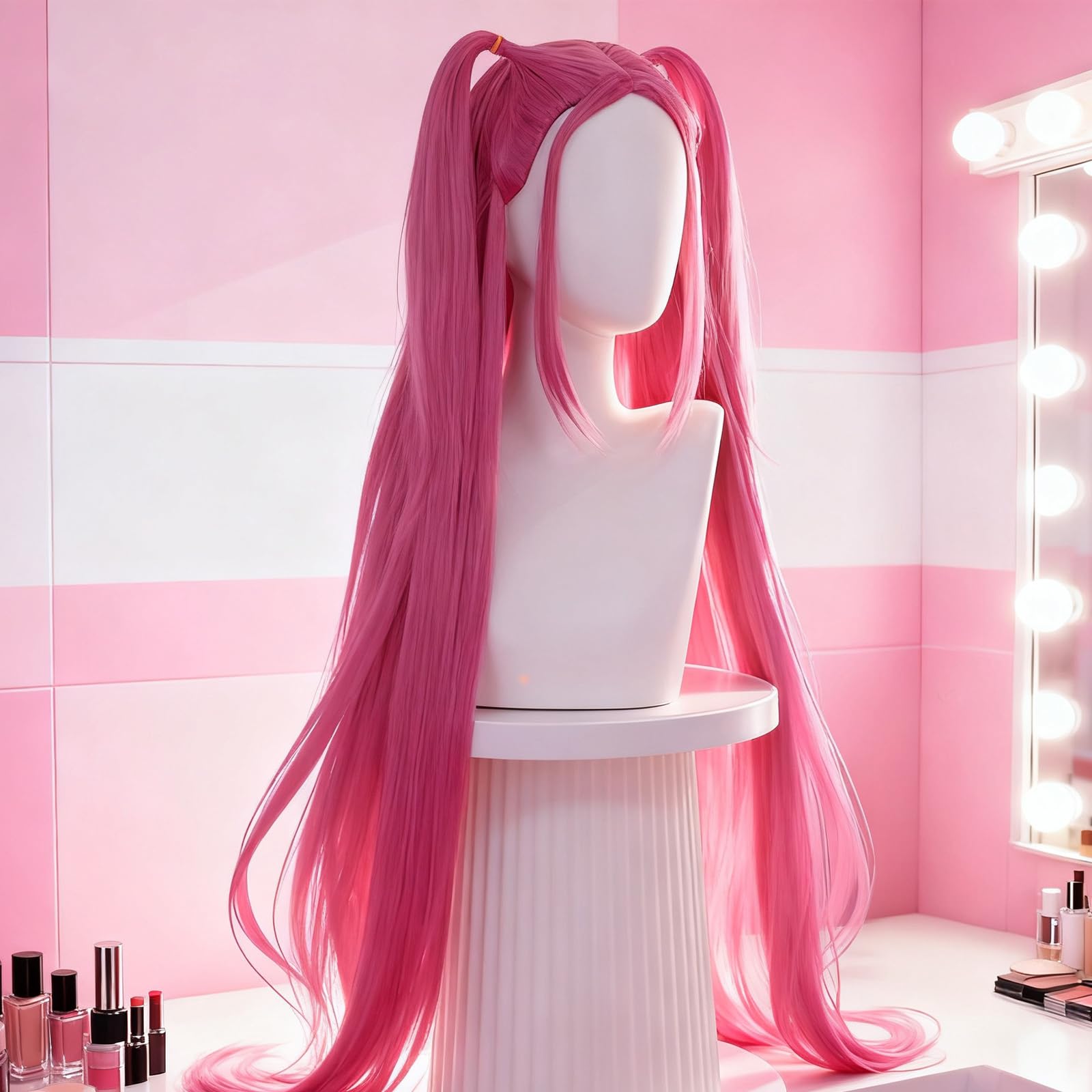 Perruque Miira Huntters, Miira Perruque Pour Les Fans, Cheveux Longs Droits Wig, pour Halloween et Carnaval (B)