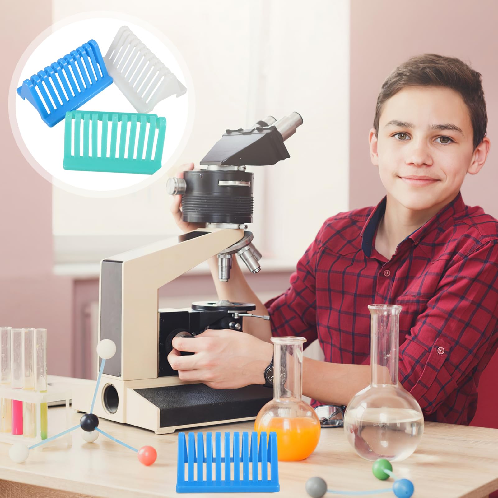 VILLFUL 3pcs Microscope Slides Storage Holder for Laboratory Microscope Slides Storage Rack for Experiment Plastic Microscope Slides Rack for Laboratory