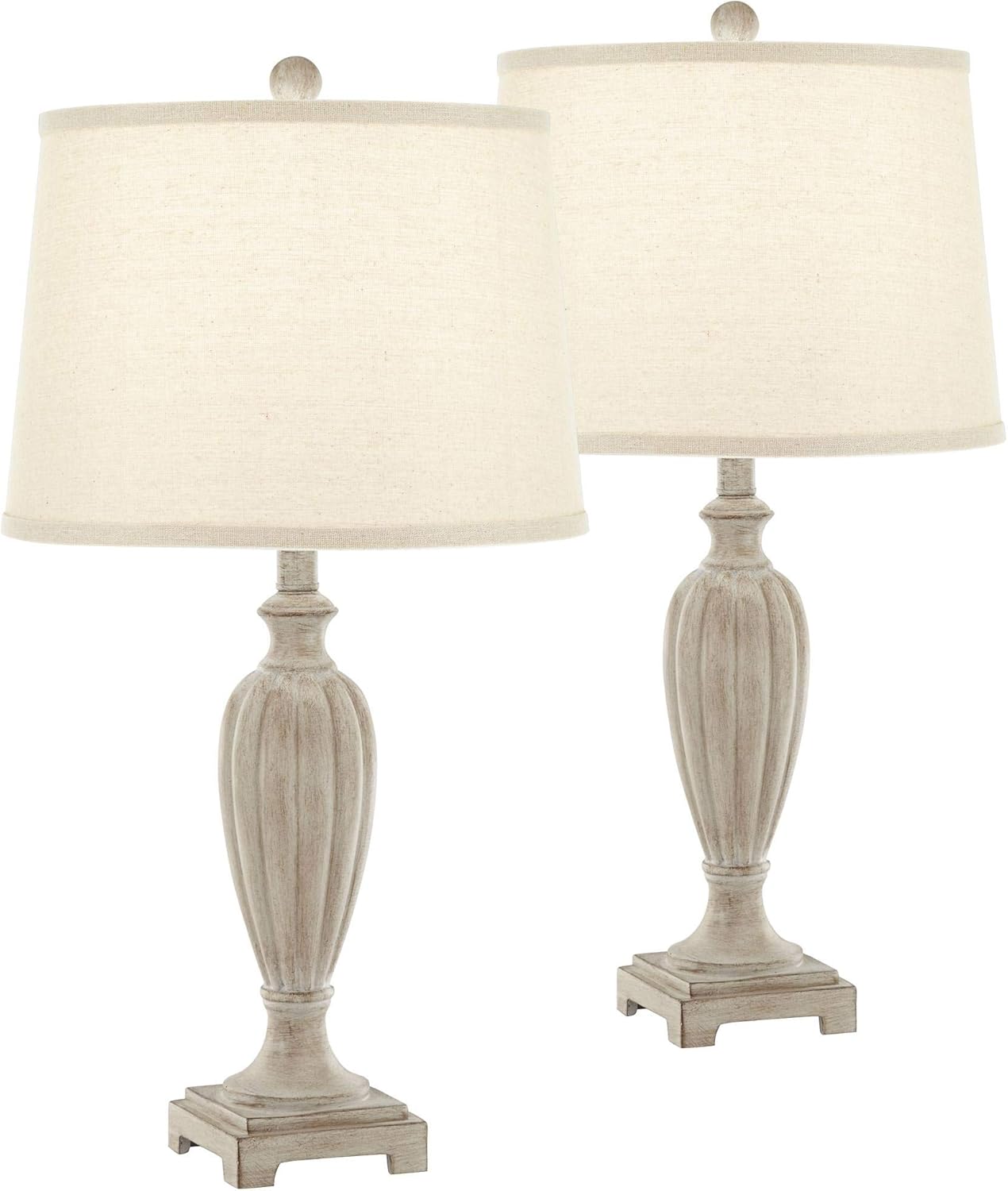 Traditional Country Cottage Table Lamps 27" Tall Set of 2 LED Light Oak ...