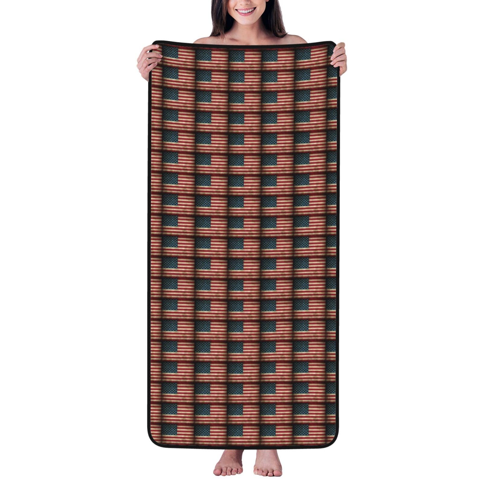 Nimongt Unisex Black American Flag Print Lightweight Comfort Coral Velvet Bath Towel Home Bathroom Hotel Spa Beach Travel