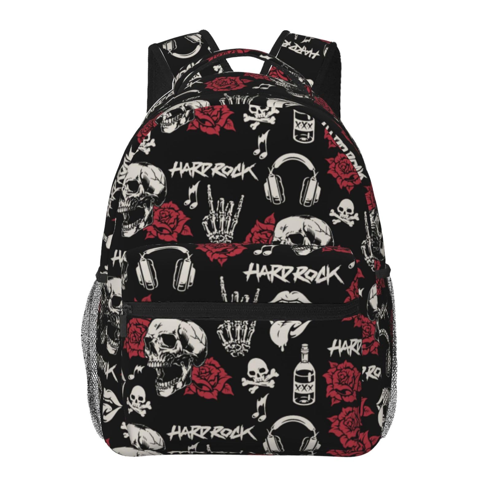 moremohome Skull Backpack Gothic Punk Music Backpack Unisex Laptop Backpack Black 11 4 7 8 15 7 inches