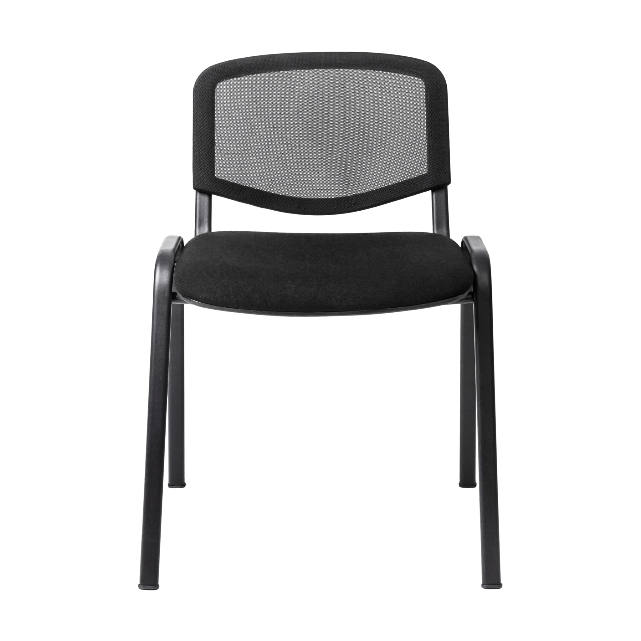 Topsit Chaise Visiteur, Chaise de conférence pour Salle d'attente, empilable, avec Assise rembourée et Dossier en résille Noire, Structure en Acier, pour Reception, Pause…