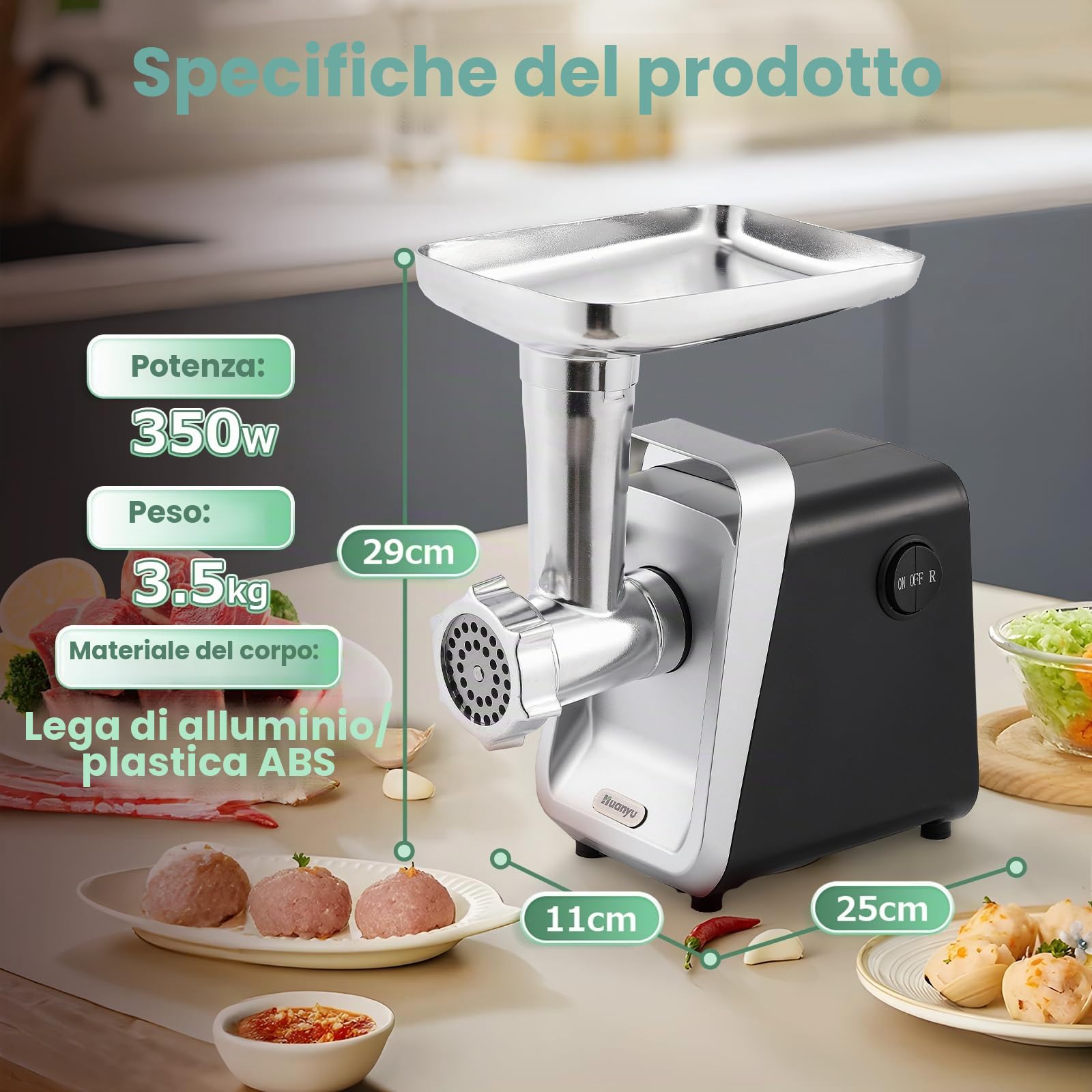 Huanyu Electric Meat Grinder and Cheese Grater (Nero)