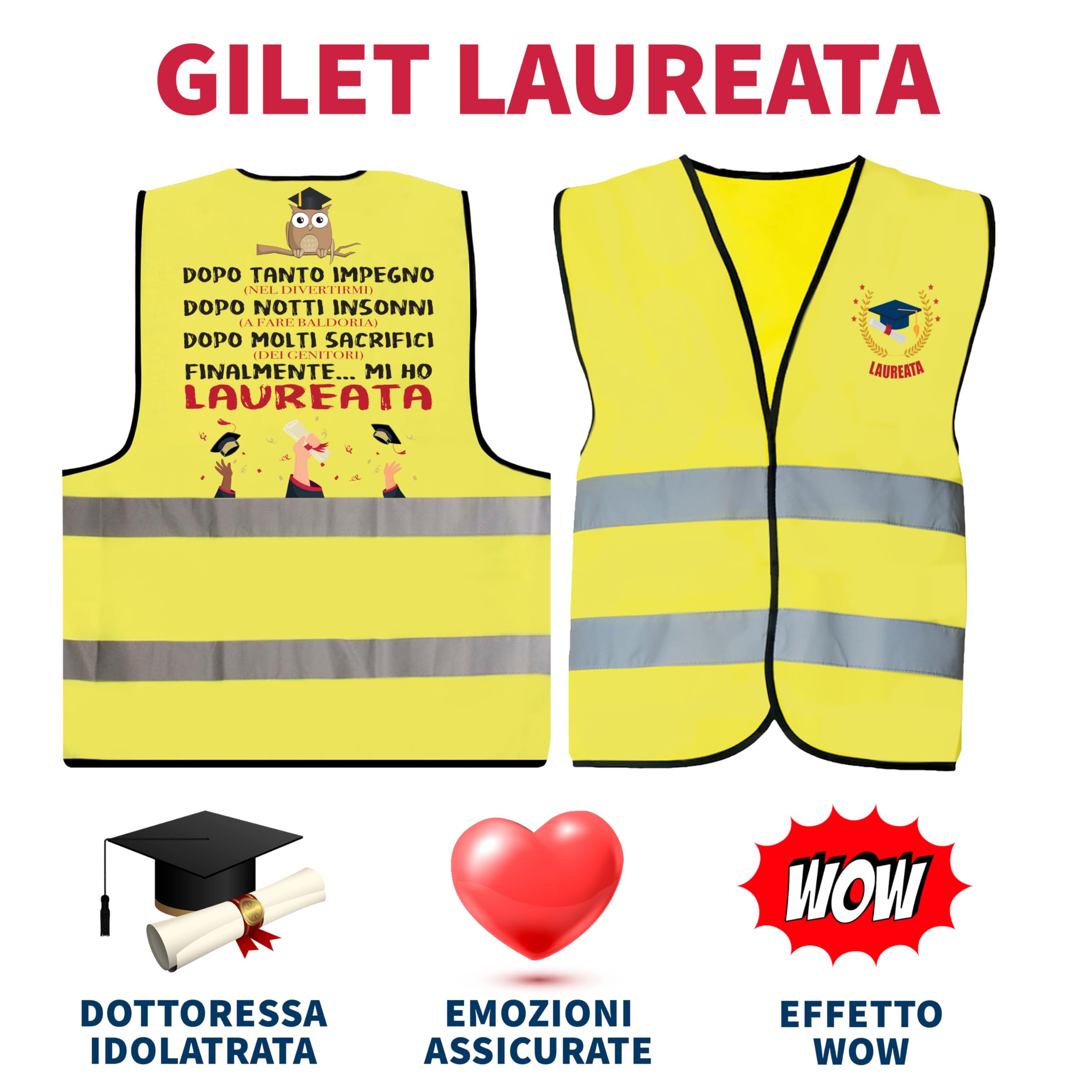 Gilet Laureata Divertente – Idea Regalo Laurea Donna Originale – Regali Travestimento Gadget Scherzi per la Laurea Ragazza Originali