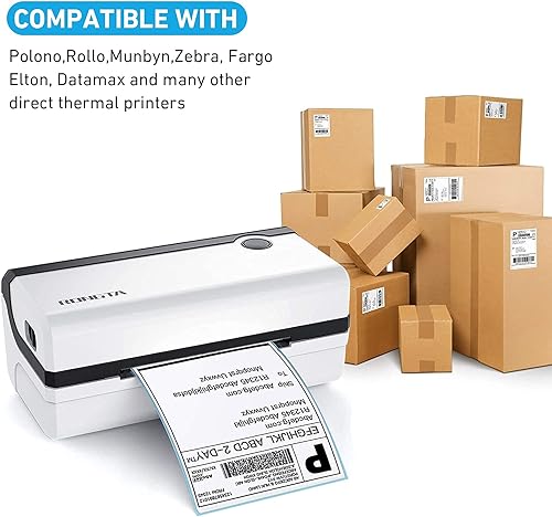 Miniatura 9 de Rongta Fanfold - Etiqueta térmica directa, etiqueta de envío de 4 x 6, adhesivo permanente, impresión transparente, grado comercial (500 etiquetas