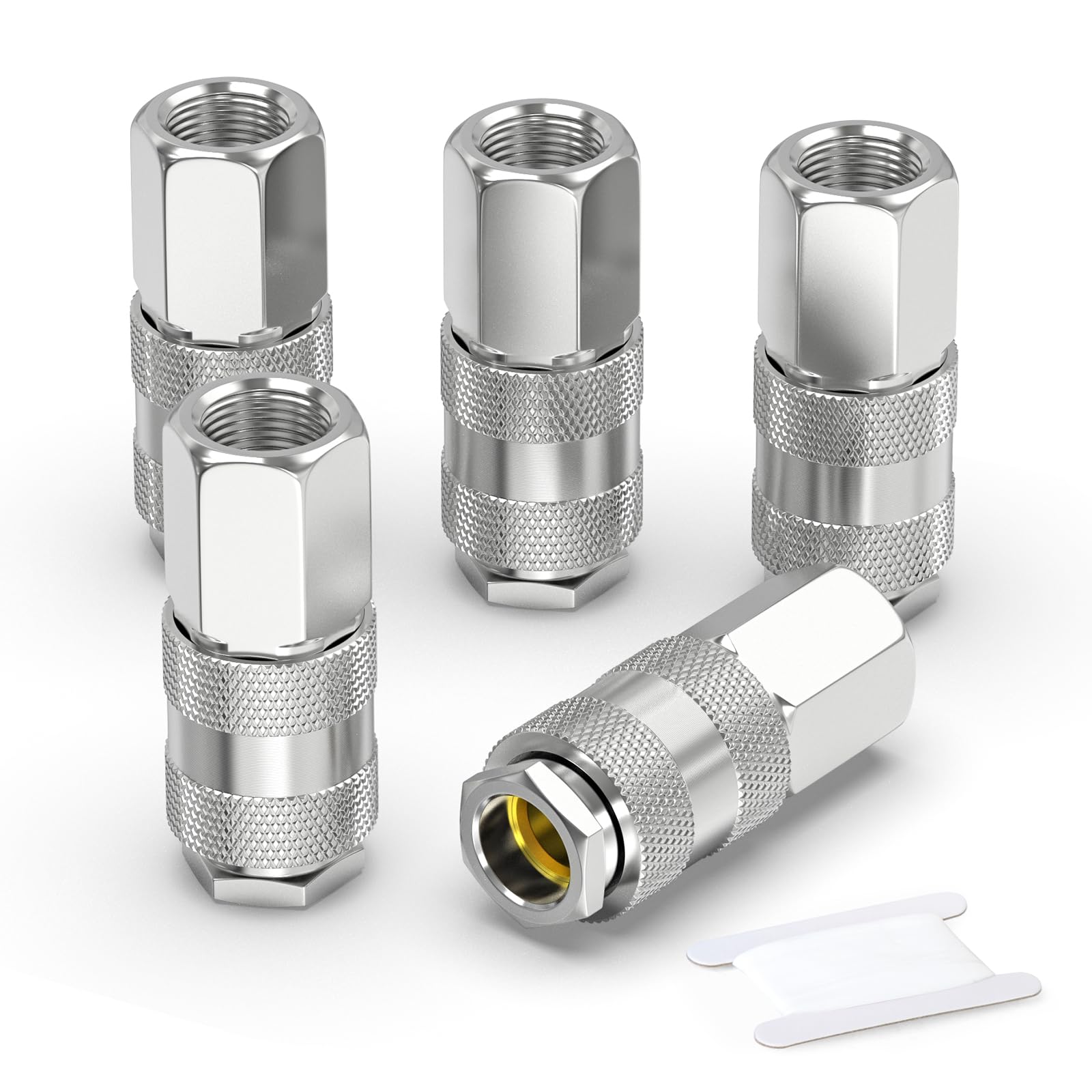 GASHER 5PCS 1/4 Inch Air Line Connectors, 1/4" BSP Female Thread Euro Airline Hose Compressor Fittings