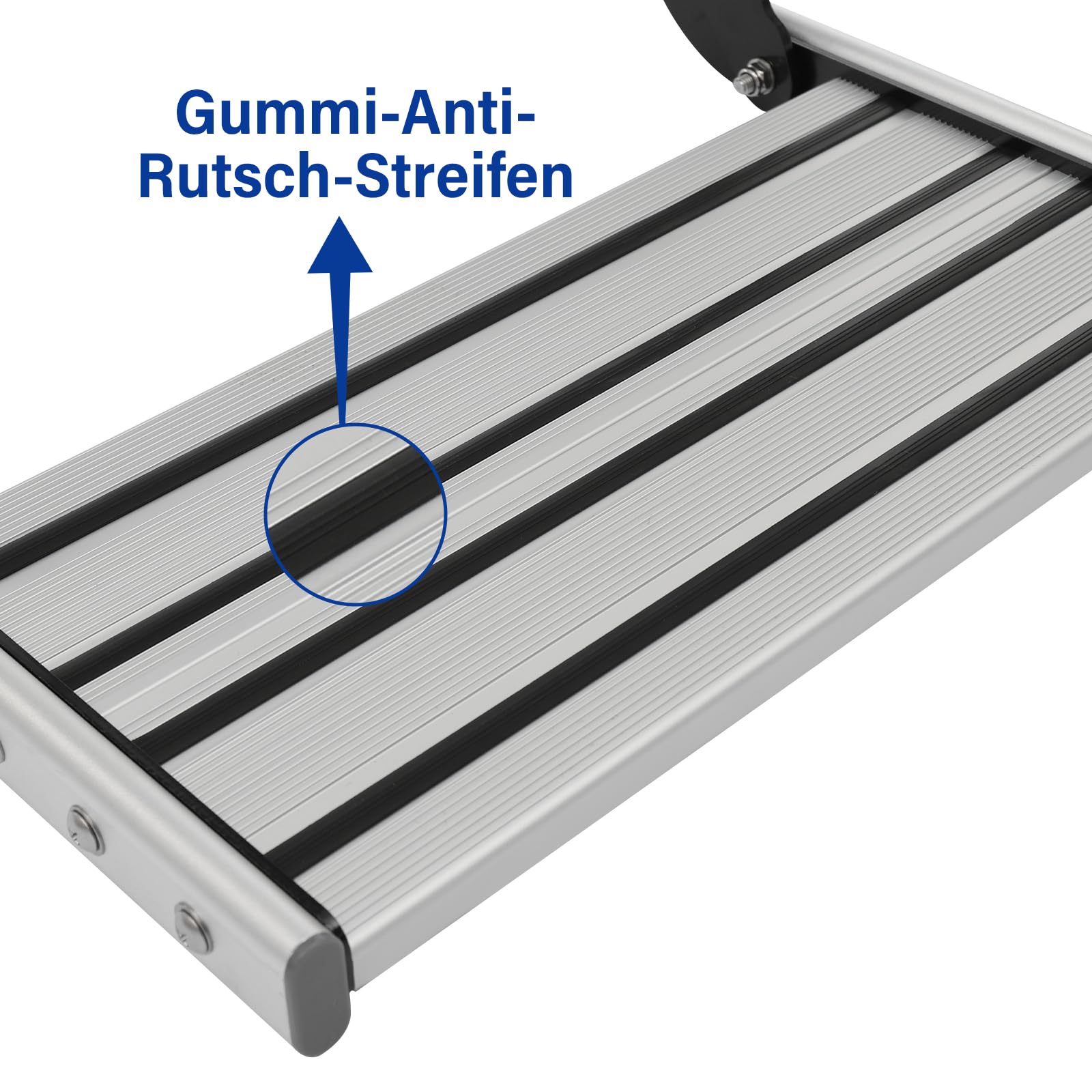 Ręczny zamek błyskawiczny, stopień, stop aluminium, ze światłem LED 12 V, składany, do przyczepy kempingowej, przyczepy podróżnej, ciężarówki, 47,6 x 50,1 x 18,3 cm