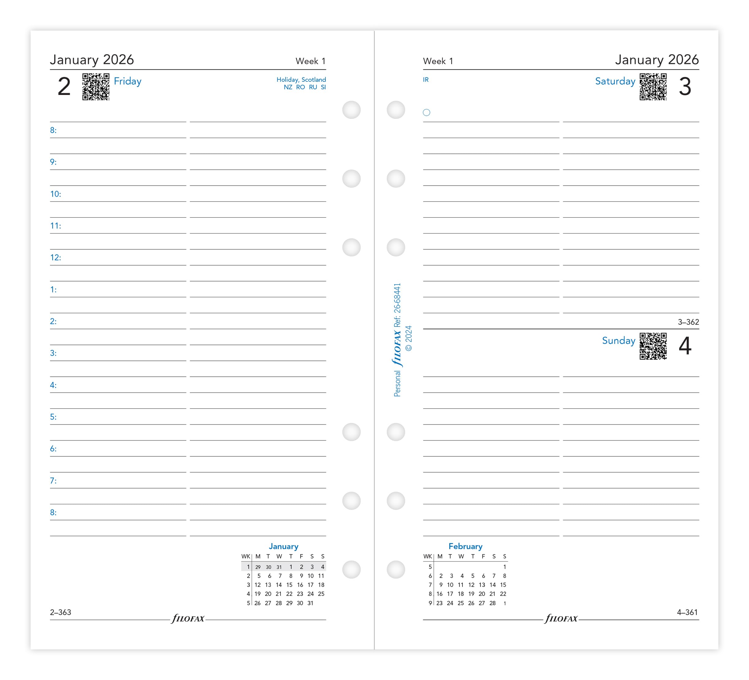 Filofax Personal day per page English appointments 2026 diary 26-68441 - Image 2
