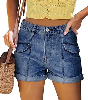 Women's Denim Shorts Mid Waist Jean Short