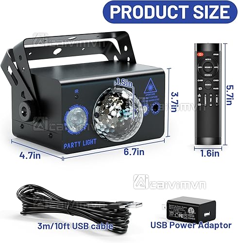 Miniatura 4 de Luces de fiesta, luz de discoteca, bola de discoteca, luces LED activadas por sonido, con control remoto para fiestas, bar, club, pub, Navidad,