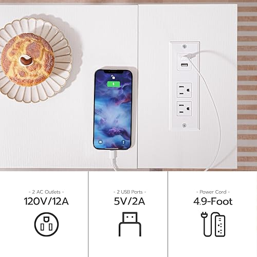 Miniatura 4 de HOOBRO Mesas auxiliares con estación de carga, juego de 2 mesas de noche estrechas, mesas auxiliares de sofá con cajón, mesas de café de 2 niveles,