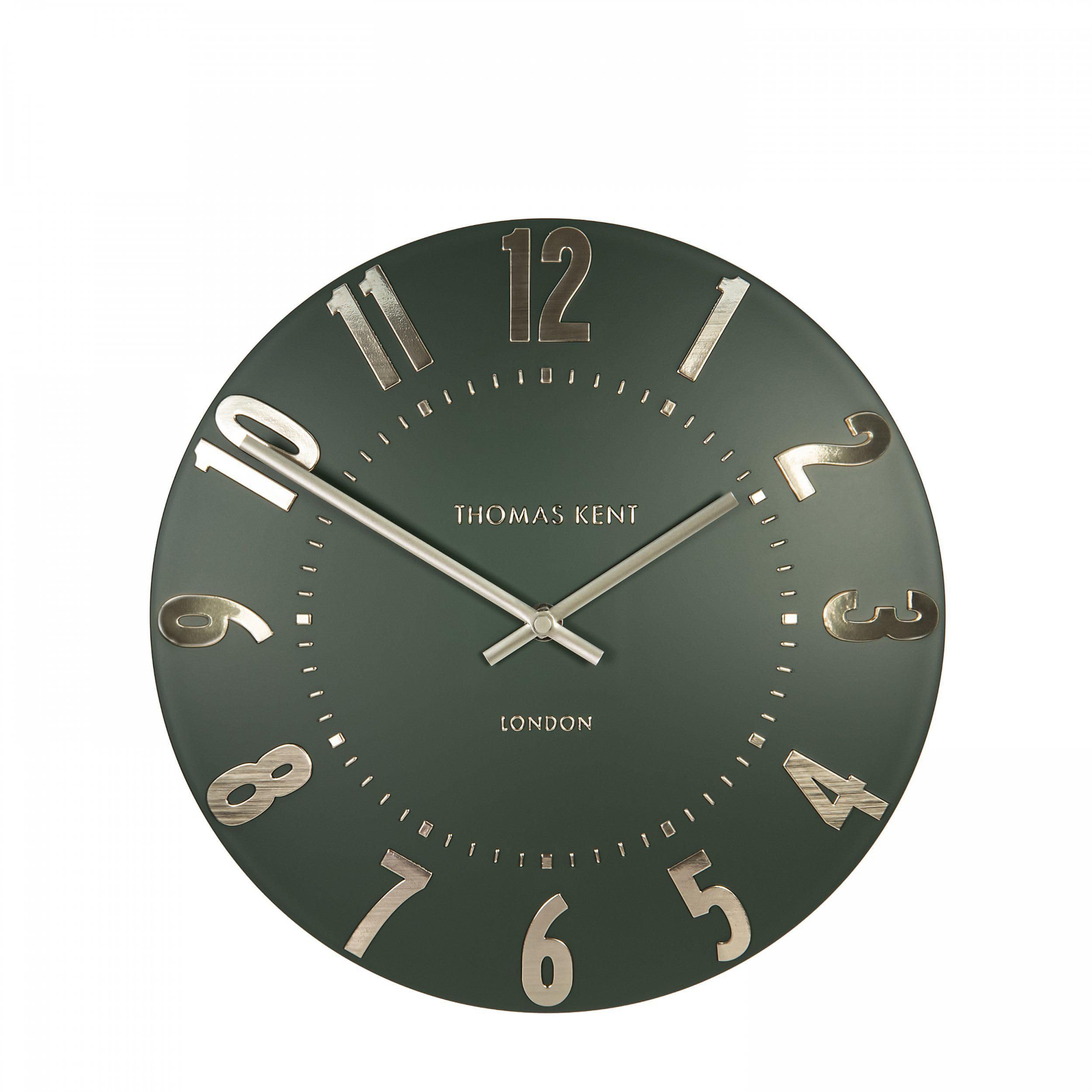 Thomas Kent 12" Olive Green Mulberry Wall Clock with Embossed Foiled Metallic Numerals