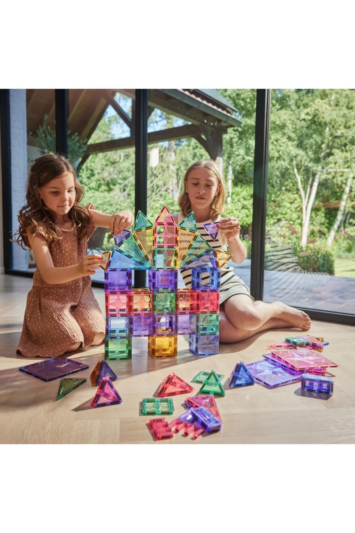 Großer Kreativ-Bausatz in Pastellfarben 125 Teile, großes Set, langlebiges Magnetspielzeug, Robustes Lernspielzeug, erweiterbare Sets, für Kinder ab 3 Jahren