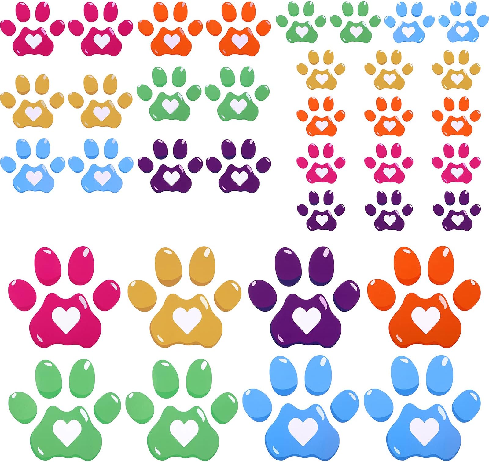 36 Pieces Paw Stickers Paw Floor Decals Dog Paw Wall Decor Stickers for Wall, School, Classroom, Home, Party Decoration