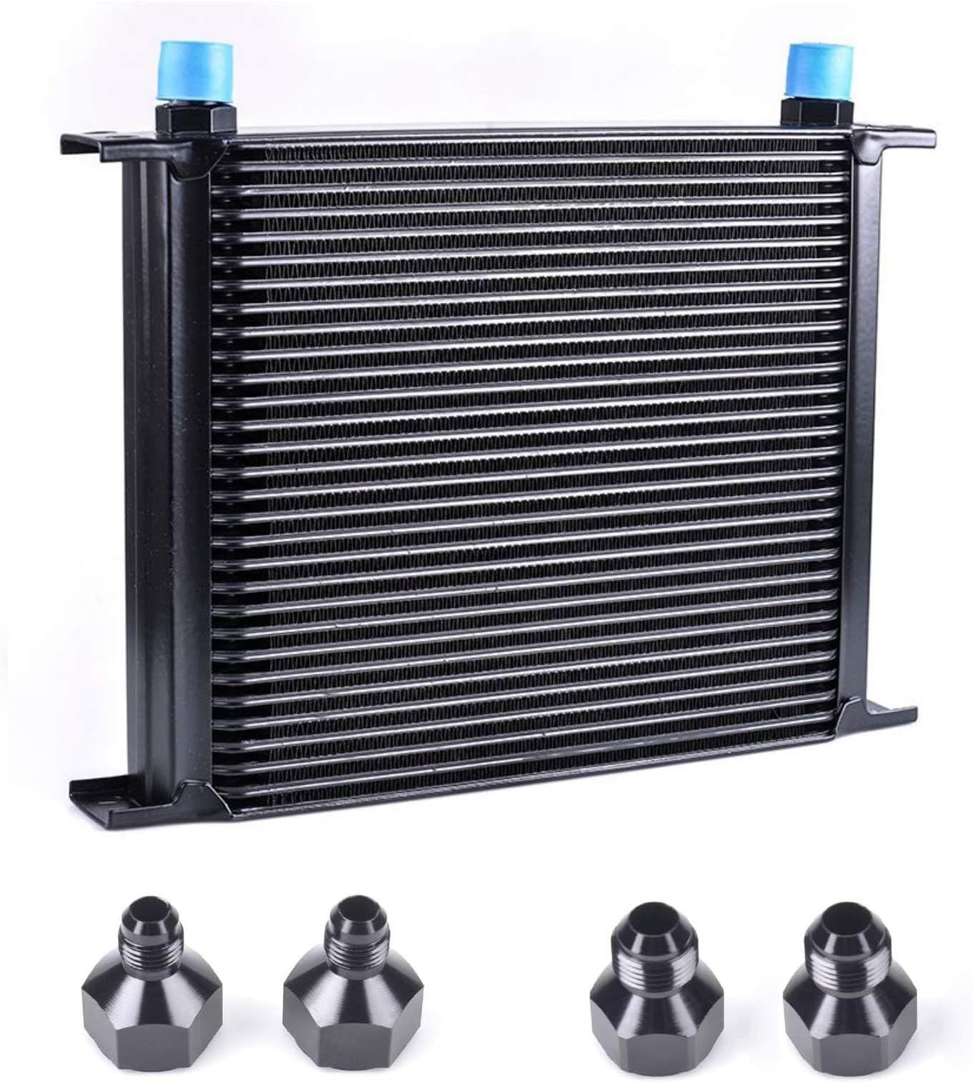 30 Row AN10-10AN Stacked Plate Oil Cooler With 6AN 8AN Adapter Universal Engine Transmission British Radiator Oil Cooler Condenser Aluminium Alloy Black
