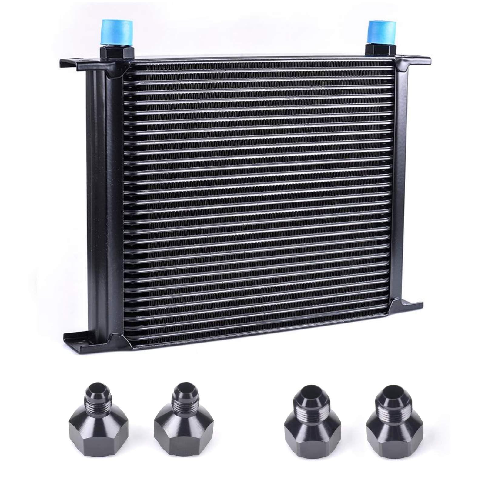 30 Row AN10-10AN Stacked Plate Oil Cooler With 6AN 8AN Adapter Universal Engine Transmission British Radiator Oil Cooler Condenser Aluminium Alloy Black
