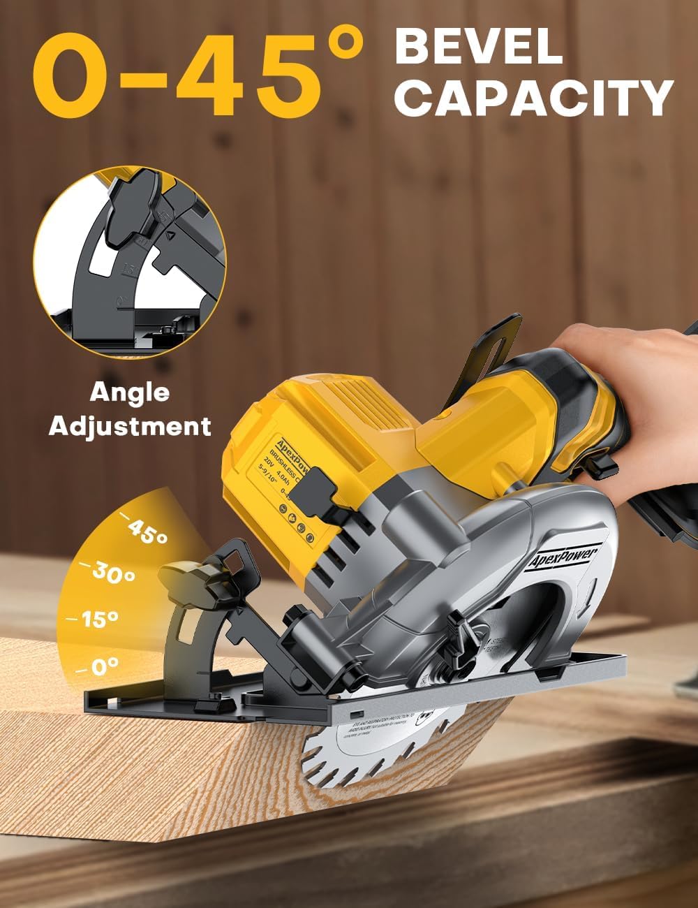 Brushless Cordless Circular Saw, for DeWalt 20V Max Battery, 6-Inch Aluminum Alloy Blade, 5900 RPM, 4.2 Lbs Lightweight, Cutting Depth 2-1/20" (90ยฐ), 0-90ยฐ Bevel, Hex Wrench, Rip Guide, for Wood, PVC 8