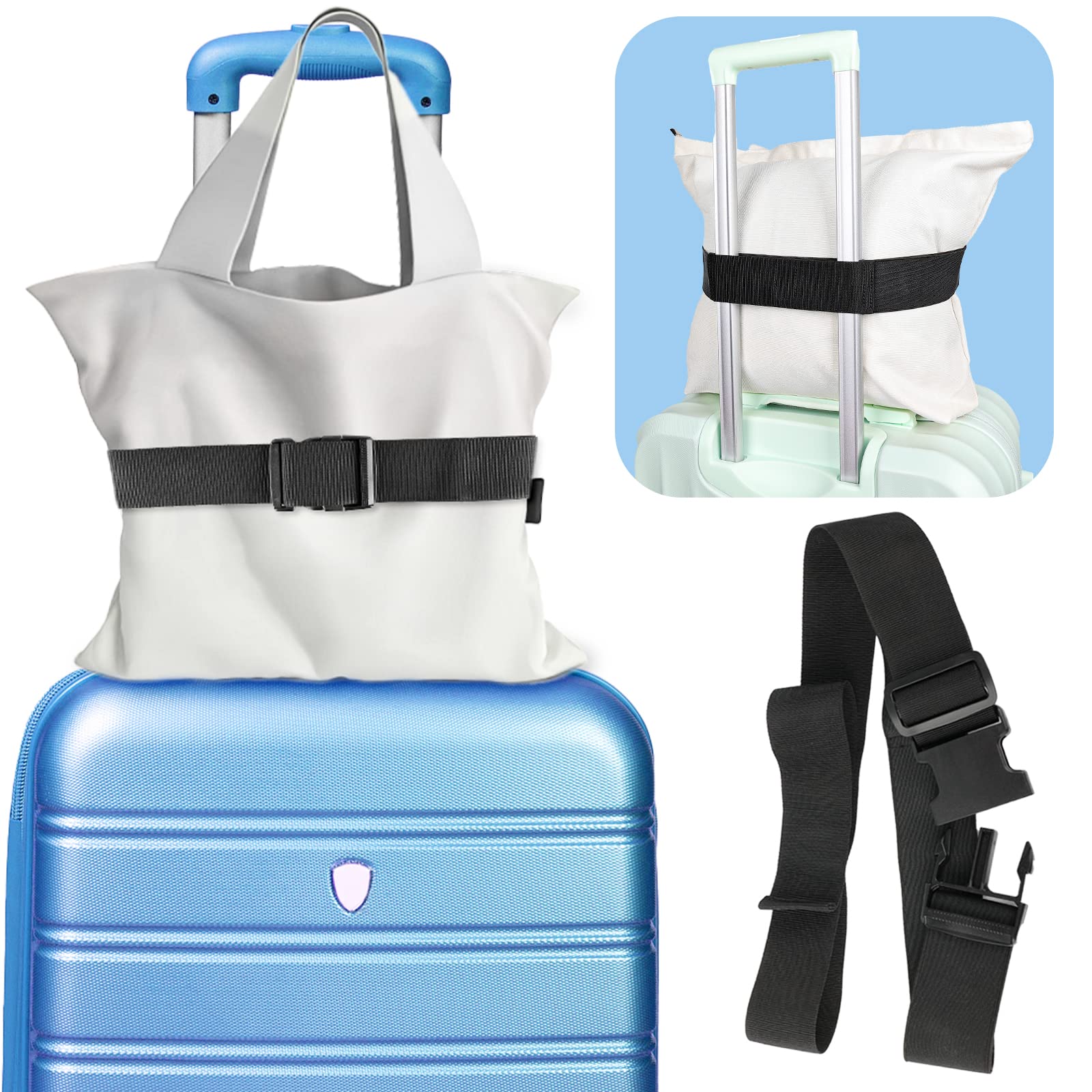 2-in-1 Travel Belt for Luggage Over Handle, RICQD Adjustable Luggage Straps for Suitcases TSA Approved, Bags, Secure for Men and Women During Airport, Trips, and Boarding 1 Pack Black