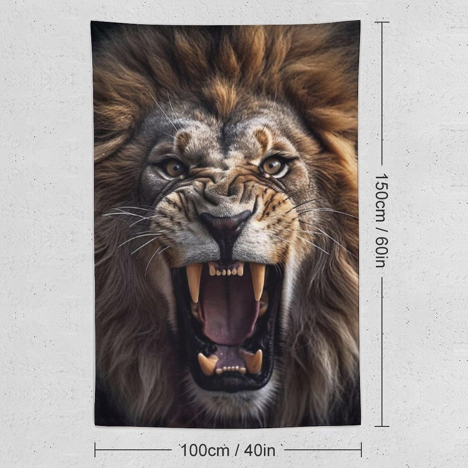 Amazon.co.jp: 吠えるライオンタペストリー 強い表情 野生動物の肖像画