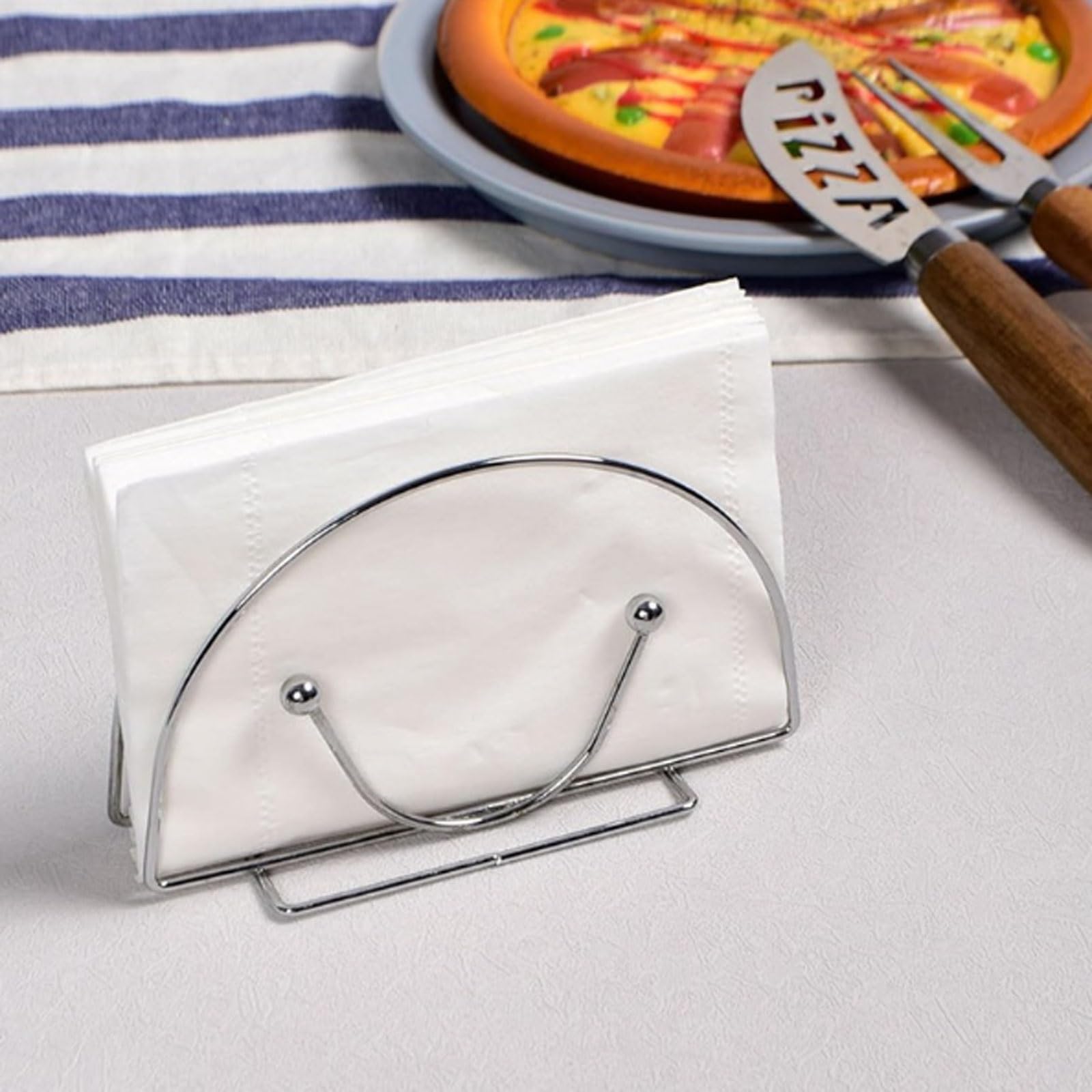 Porta tovaglioli in ferro - Distributore di carta assorbente rustico for cucina e tavolo da pranzo - Scaffale portaoggetti in metallo argentato Portatovaglioli