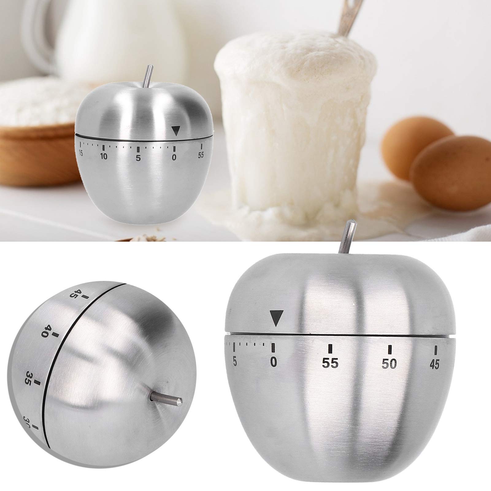 Timer Da Cucina Meccanico 60 Minuti - Con Magnete Per Frigorifero - Acciaio Inossidabile, Nero - Foto 7