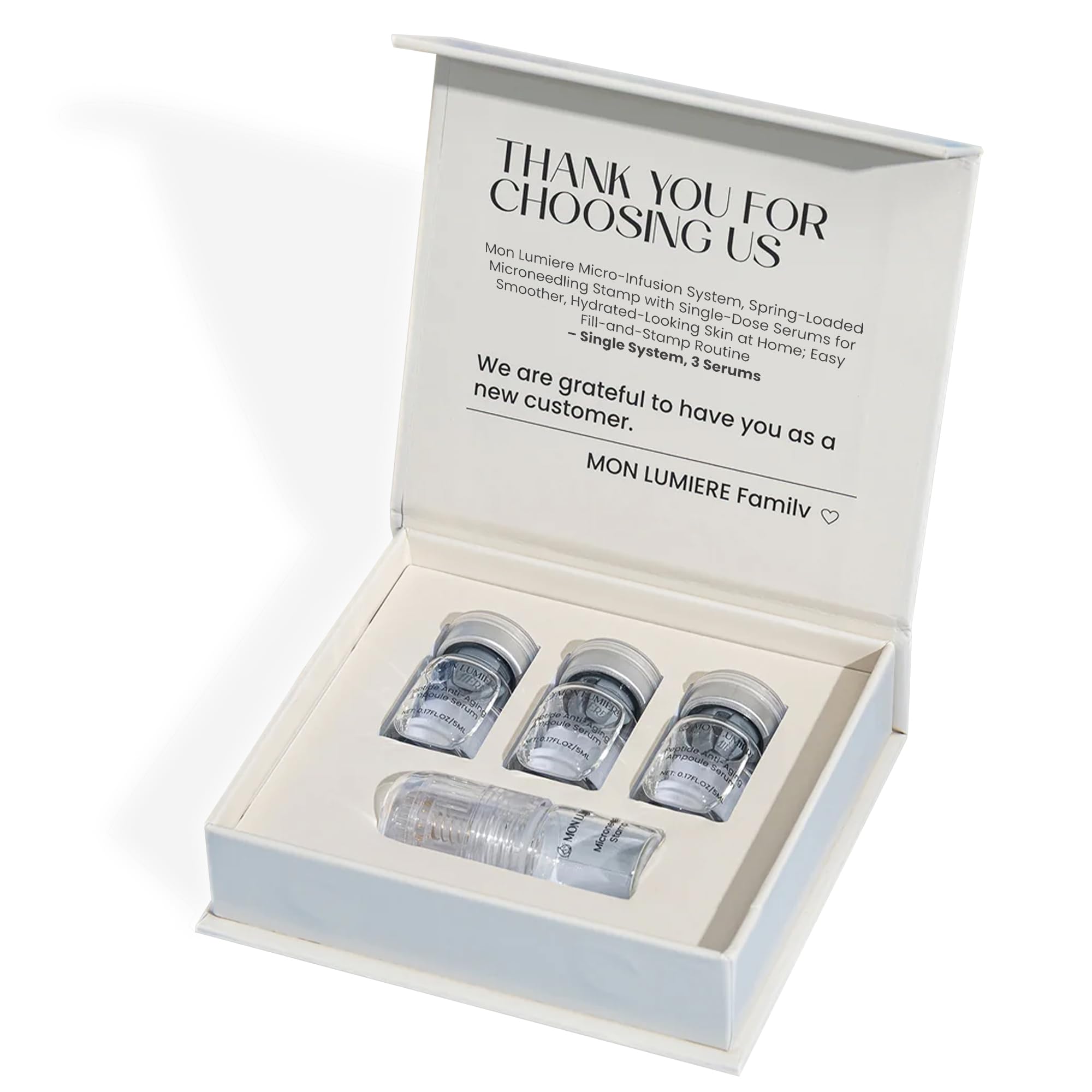 Mon Lumiere Micro-Infusion System - 0 25mm Gold Derma Spring-Loaded Stamp with PDRN Peptides - At-Home Facial Kit