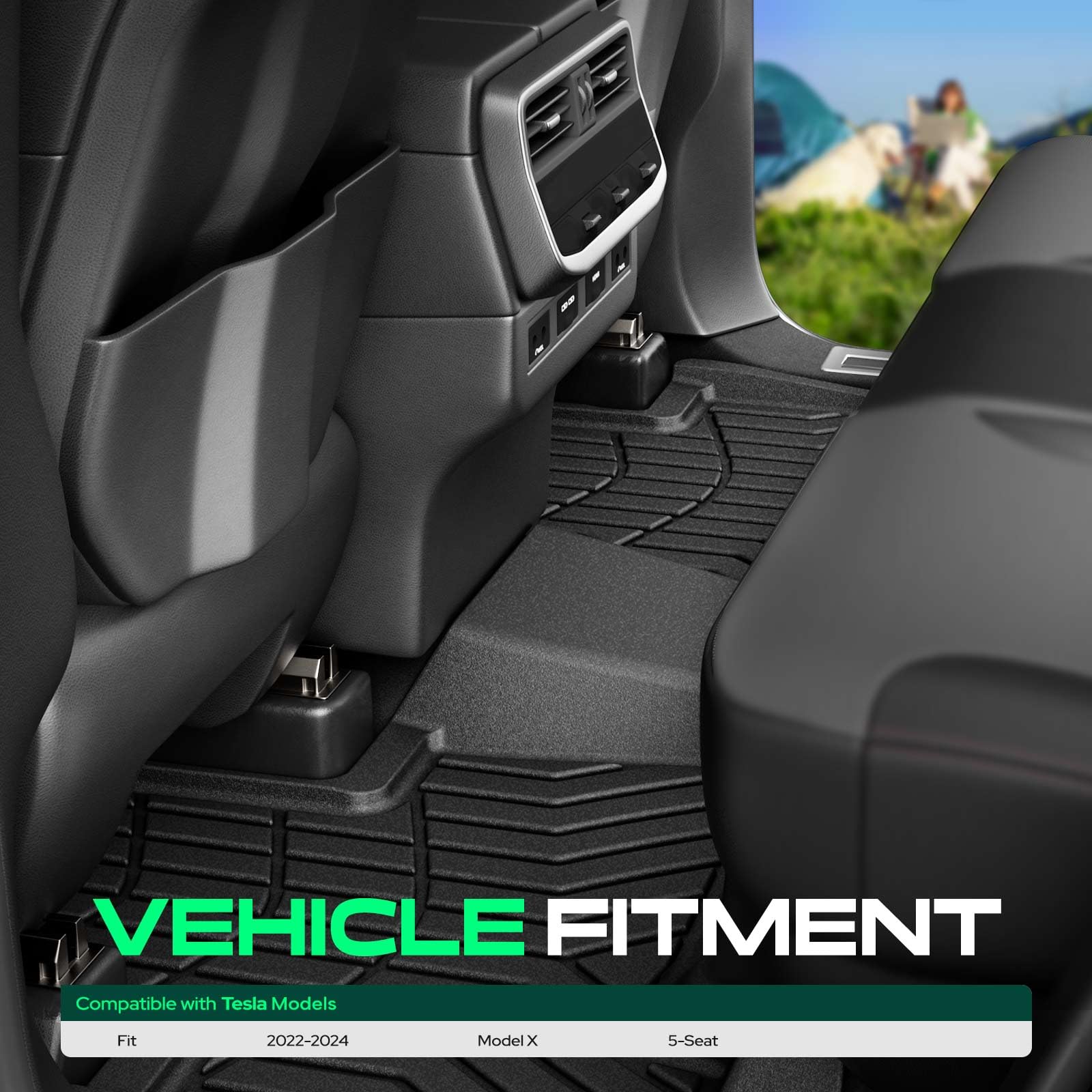 YHTAUTO 11 Pcs Floor Mats Cargo Mats Rear Back Seat Fit for Tesla Model X 2022-2025 5-Seat TPE — view 3