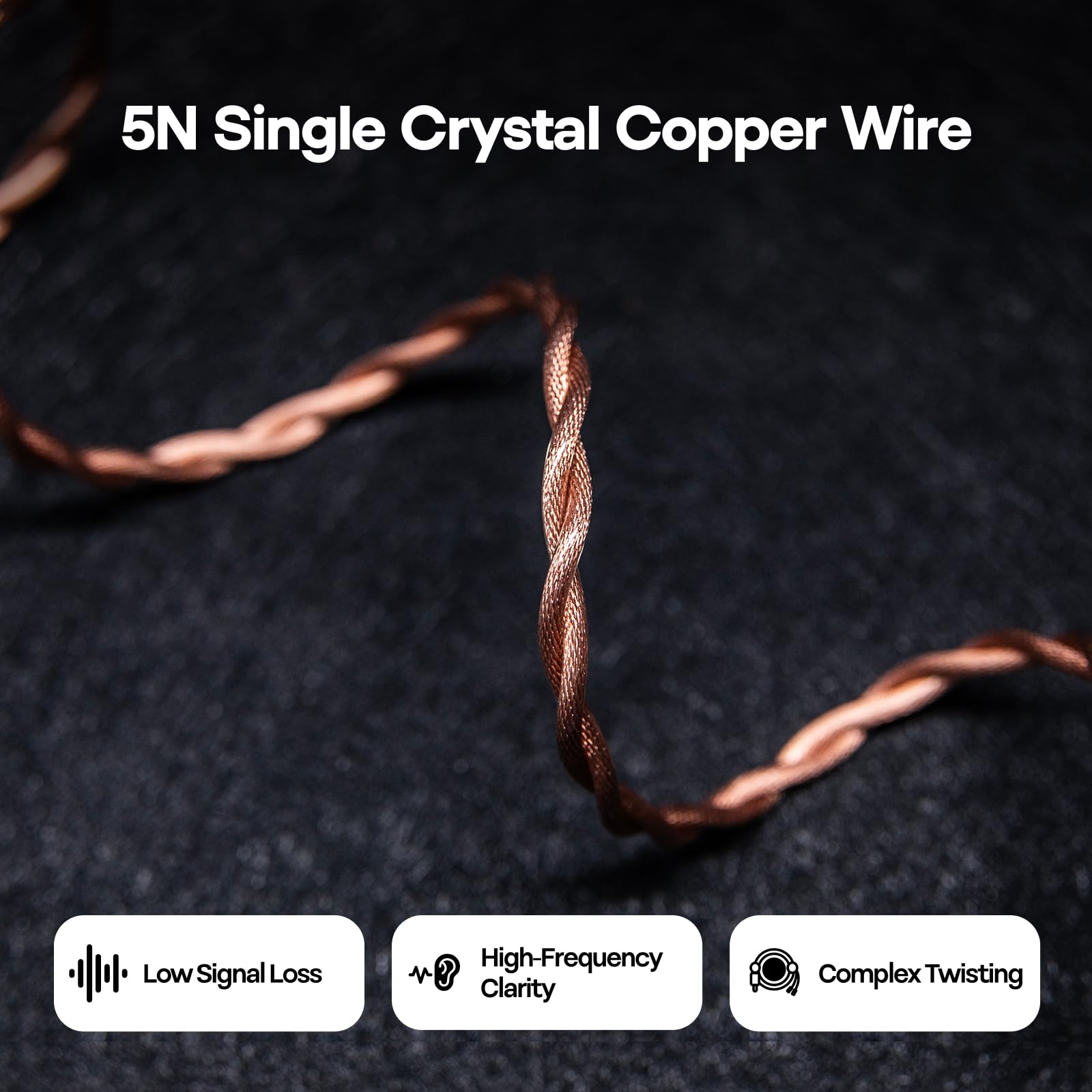 Linsoul Tripowin Nimbus Cavo IEM Ibrido in Rame Monocristallino, Filo di Ricambio per Cuffie HiFi LITZ TYPE5 e AWG 19 per In Ear Monitor e Auricolari con Cavo (2Pin Incasso) | Litz TYPE5 & AWG 19 Cavo auricolare, cavo di ricambio HiFi per monitor in-ear e