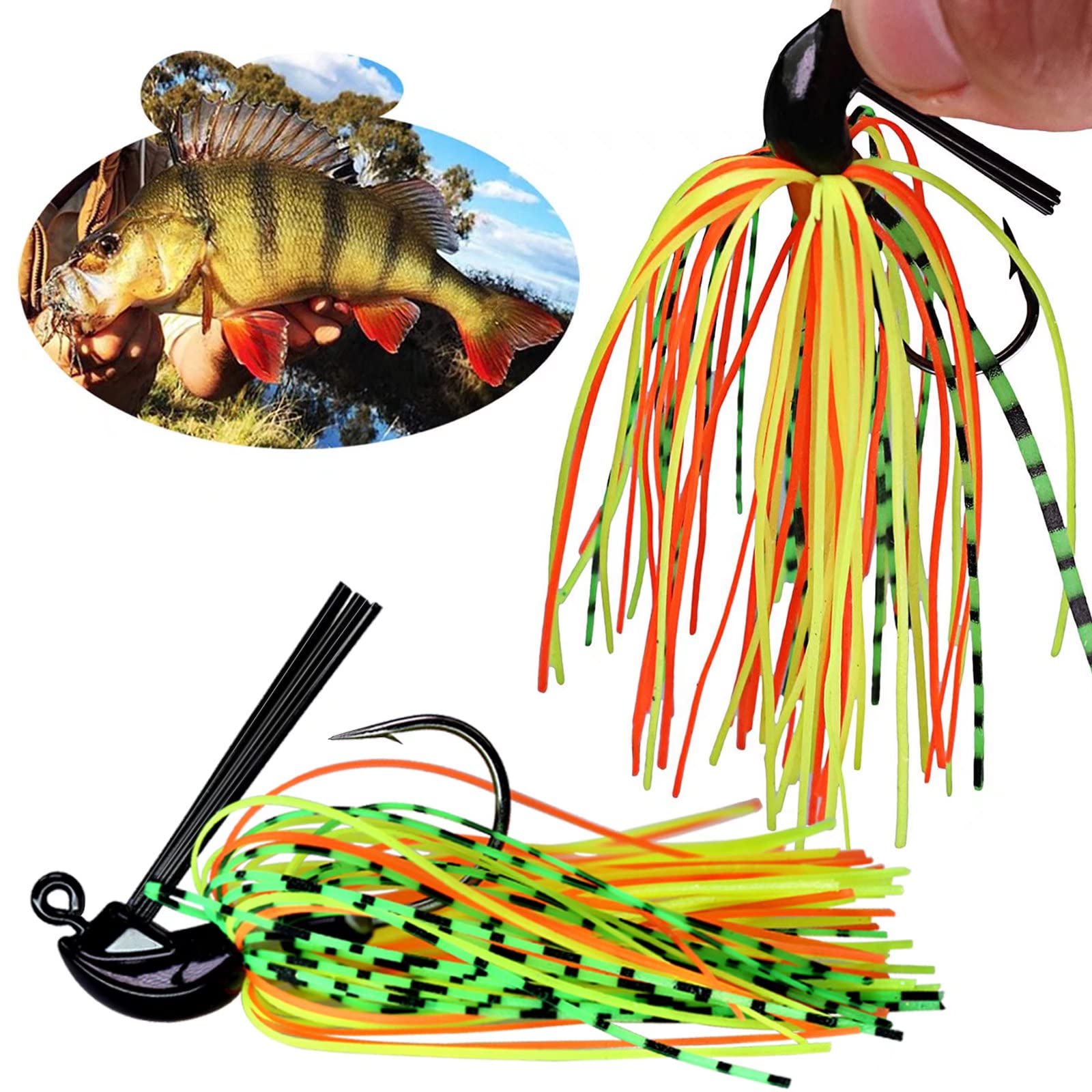 THKFISH Señuelos de Pesca Plantillas de Pesca Anzuelos de Pesca Kit de Plantillas de Pesca de lubina 5g 7g 10g 12g 14g 15g 16g 5piezas,Pesca Jigs-Sonajeros 10 Pares